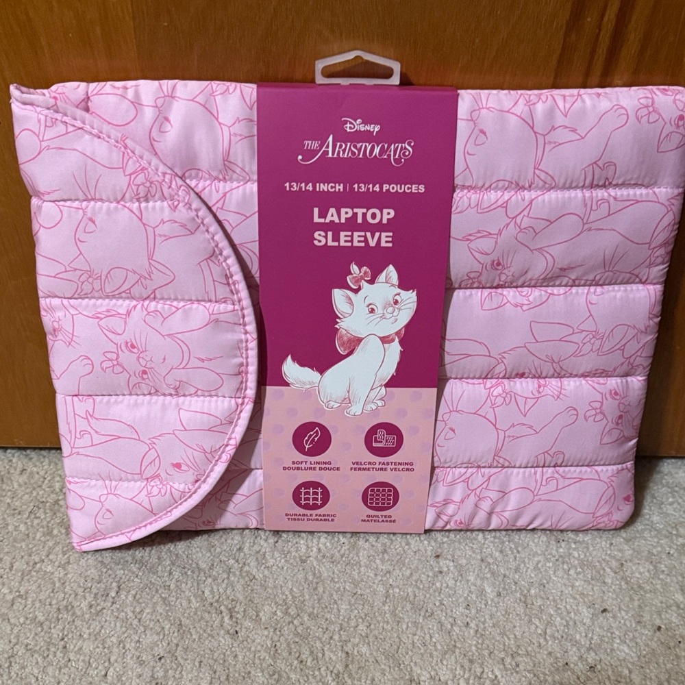 Disney Aristocats Pink Quilted Laptop Sleeve